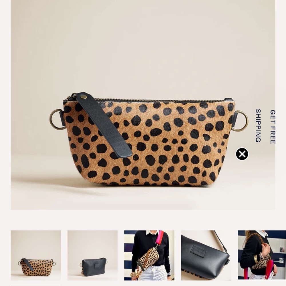 Chic Leopard Print Crossbody Bag with Black Strap